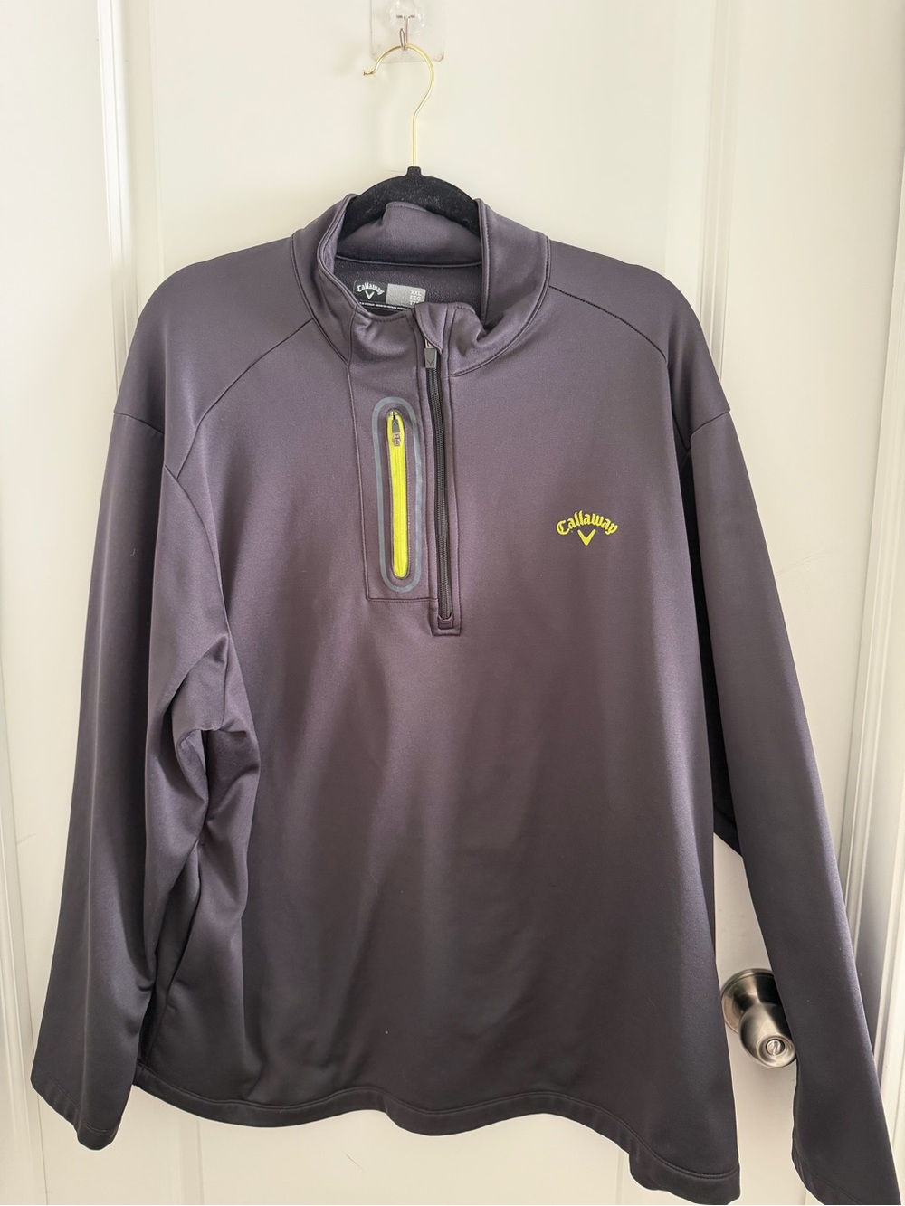 Callaway Men's Dark Gray Quarter-Zip Performance Pullover with Yellow Trim